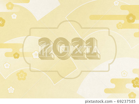 Japanese modern illustration-Fan-Cloud-Plum-Gold-2021 Japanese modern illustration-Fan-Cloud-Plum-Gold-2021 69237585