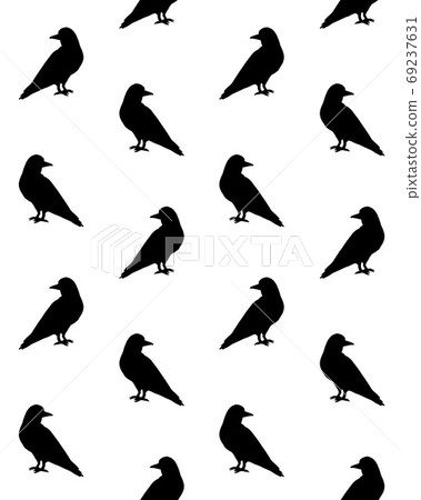 Vector seamless pattern of raven silhouette Vector seamless pattern of raven silhouette 69237631