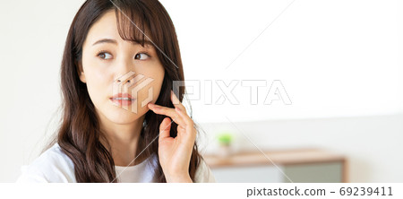 Beauty Portrait of a young woman who cares about her skin Banner size 69239411