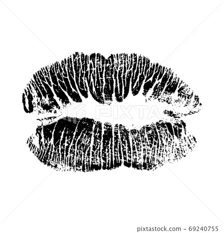 Lips track print. Stamp of mouth isolated on white background. Vector illustration. Lips track print. Stamp of mouth isolated on white background. Vector illustration. 69240755