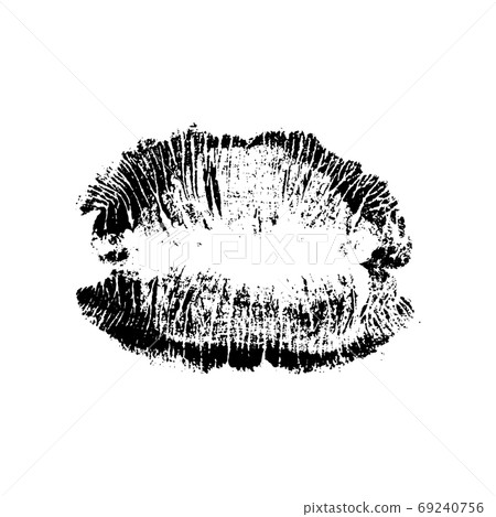Lips track print. Stamp of mouth isolated on white background. Vector illustration. Lips track print. Stamp of mouth isolated on white background. Vector illustration. 69240756