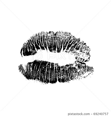 Lips track print. Stamp of mouth isolated on white background. Vector illustration. Lips track print. Stamp of mouth isolated on white background. Vector illustration. 69240757