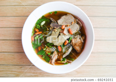 Noodles soup bowl Asian food style - Duck noodle soup in Thailan Noodles soup bowl Asian food style - Duck noodle soup in Thailan 69241031