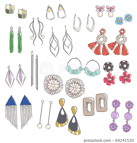各種耳環和耳環無背景 各種耳環和耳環無背景 69241520