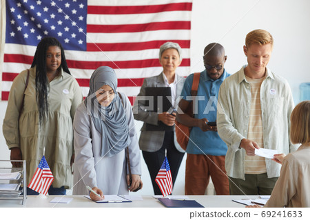 Group of People at Voting Station Group of People at Voting Station 69241633