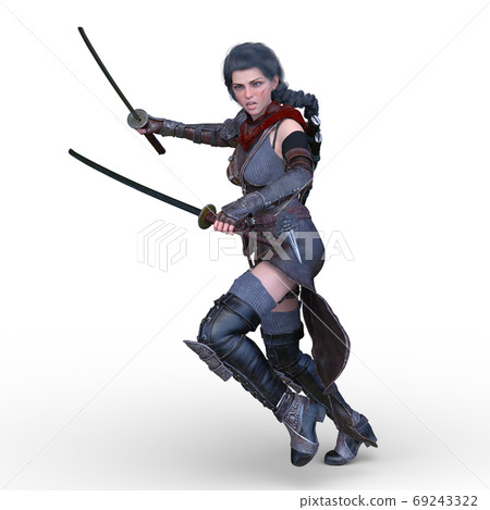 Fighting Female Warrior - Stock Illustration [69243322] - PIXTA