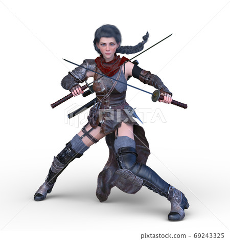 Fighting Female Warrior - Stock Illustration [69243325] - PIXTA