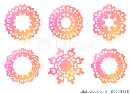 Warm orange and pink watercolor style icon set Warm orange and pink watercolor style icon set 69243558
