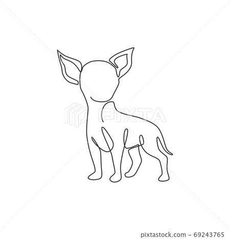 Single continuous line drawing of cute chihuahua dog for company logo identity 69243765