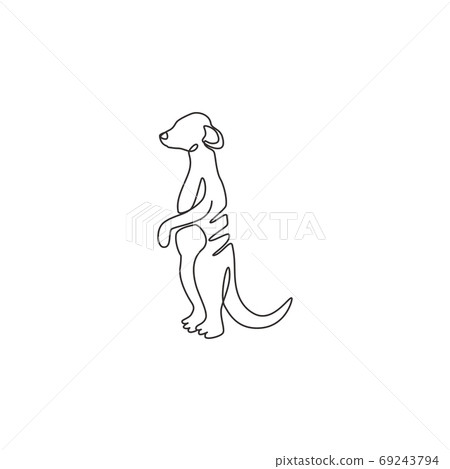 One single line drawing of funny meerkat for company logo identity 69243794