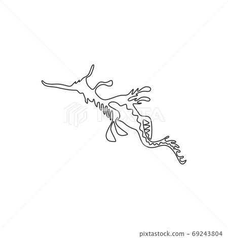 One continuous line drawing of cute leafy seadragon for aquatic logo identity 69243804