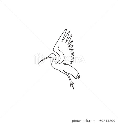 One single line drawing of adorable ibis for foundation logo identity 69243809