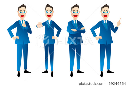 Businessman whole body pose 4 patterns Businessman whole body pose 4 patterns 69244564
