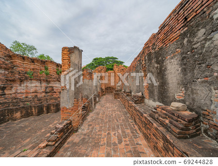 Old ruins of a temple in Phra Nakhon Si Ayutthaya province near 69244828