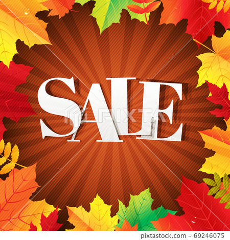 Autumn Sale Poster With Leaves Autumn Sale Poster With Leaves 69246075