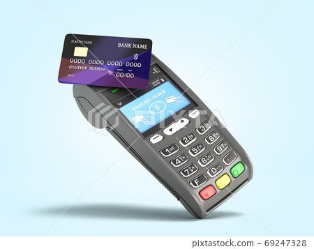 contactless payment by credit card through the...-插圖素材 [69247328] - PIXTA圖庫