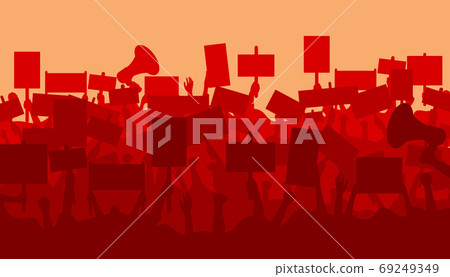 People holding protests banners People holding protests banners 69249349