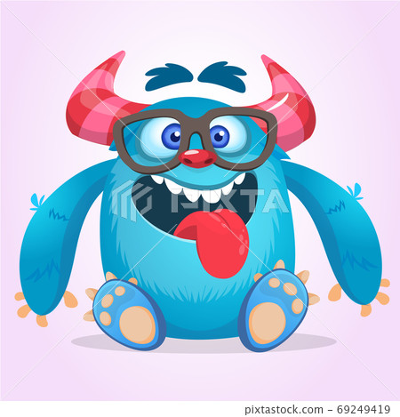 Funny cartoon monster wearing eyeglasses. Vector Funny cartoon monster wearing eyeglasses. Vector 69249419