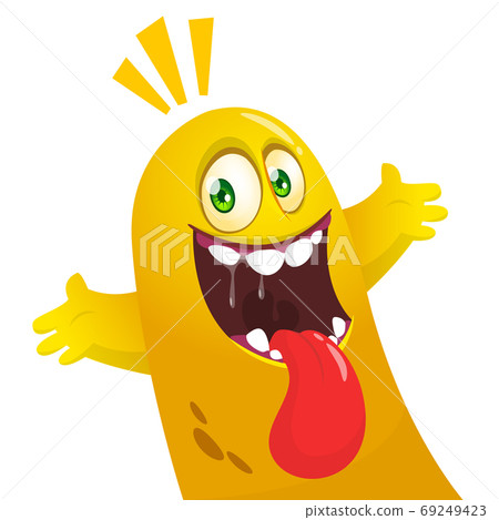 Funny cartoon excited monster. Vector illustration Funny cartoon excited monster. Vector illustration 69249423