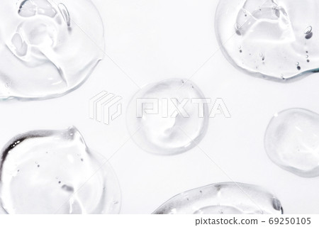 Transparent hyaluronic acid gel on a white background. 69250105