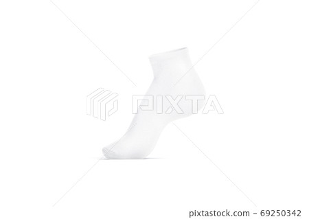 Blank white ancle socks on tiptoe mockup, side view 69250342