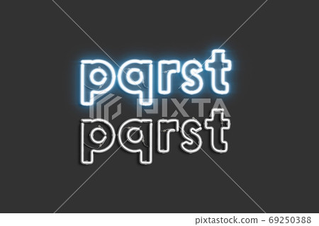 Decorative p q r s t letters, neon font mockup 69250388