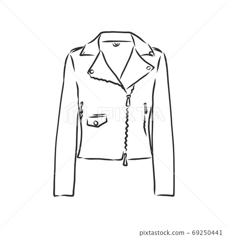 Leather jacket technical illustration Editable flat fashion sketch 3219183  Vector Art at Vecteezy