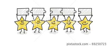 Five funny stars with puzzles. 69250723