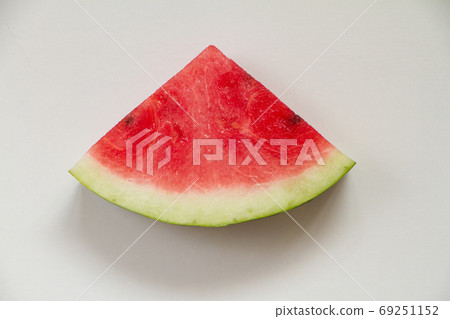 Slice of ripe watermelon on white background, top view Slice of ripe watermelon on white background, top view 69251152