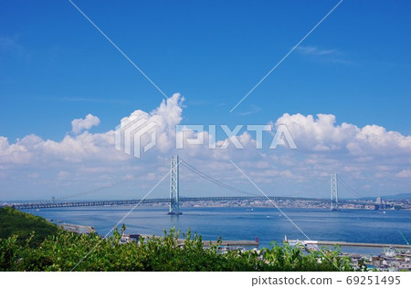 Akashi Kaikyo Bridge, Awaji Island, Hyogo Prefecture (view from the Awaji Service Area going down) Akashi Kaikyo Bridge, Awaji Island, Hyogo Prefecture (view from the Awaji Service Area going down) 69251495