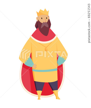 Medieval kingdom character of middle ages historic period vector Illustration. King with crown and royal robes 69251543