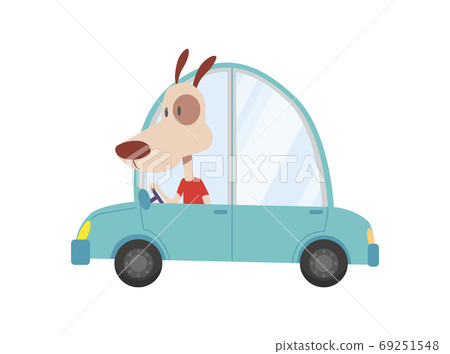 Colored kids transport with cute little dog.... - Stock Illustration  [69251548] - PIXTA