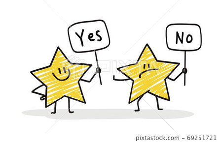 Funny stars holding Yes No banner. 69251721