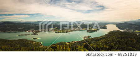 Panorama of Lake Worthersee and Klagenfurt city Panorama of Lake Worthersee and Klagenfurt city 69251819