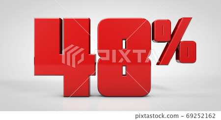 48% red text isolated on white background, 3d render illustration 48% red text isolated on white background, 3d render illustration 69252162