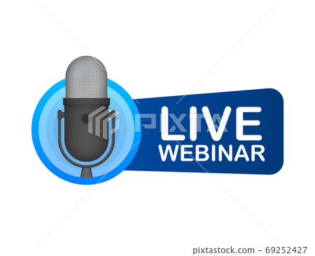 Live Webinar Button, icon, emblem, label. Vector illustration. 69252427