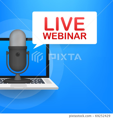Free webinar, laptop icon. Can be used for business concept. Vector stock illustration. 69252429