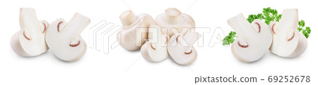 Fresh mushrooms champignon isolated on white background with clipping path and full depth of field. Set or collection Fresh mushrooms champignon isolated on white background with clipping path and full depth of field. Set or collection 69252678