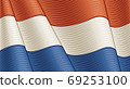 Vintage Flag Of Netherlands. Close-up Background. Vector illustration in retro woodcut style 69253100
