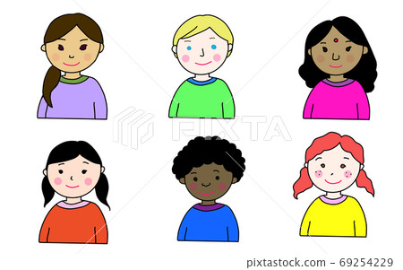 Children of various races in the world - Stock Illustration [69254229 ...