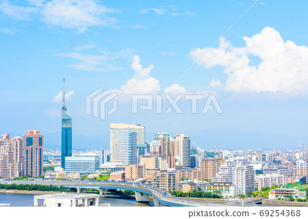 福岡塔和百戶地區的夏天形象 福岡塔和百戶地區的夏天形象 69254368