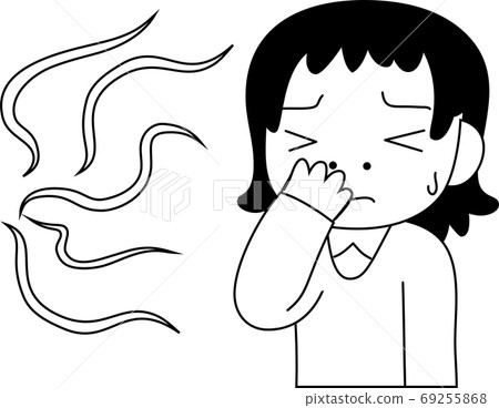 臭味難聞的擔心的女人上半身圖 69255868