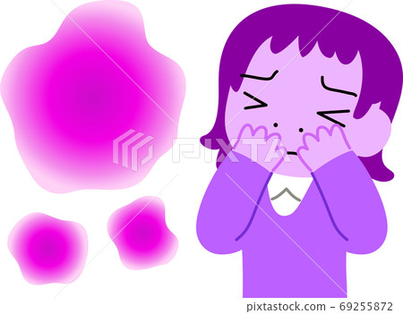 Smelly body odor unpleasant worried woman upper body illustration 69255872