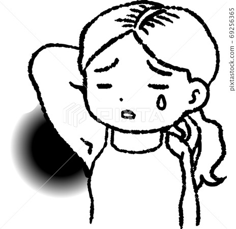 腋下臭味困擾痛苦的女人可愛的插圖 腋下臭味困擾痛苦的女人可愛的插圖 69256365