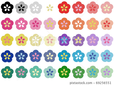 Plum blossom illustration material set - Stock Illustration [69256551 ...