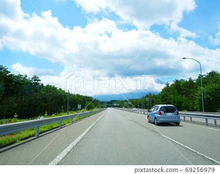Car running on the Higashifuji Goko Road 69256979