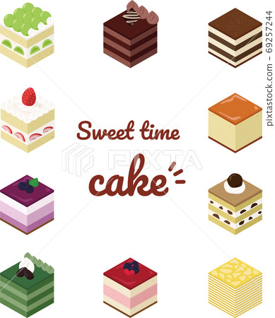 Square cake illustration set Square cake illustration set 69257244