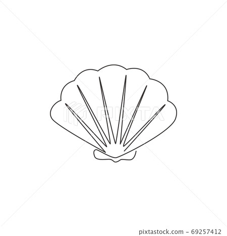 One single line drawing of beauty scallop for Chinese restaurant logo identity One single line drawing of beauty scallop for Chinese restaurant logo identity 69257412