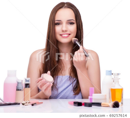 Young woman in beauty make-up isolated on white Young woman in beauty make-up isolated on white 69257614
