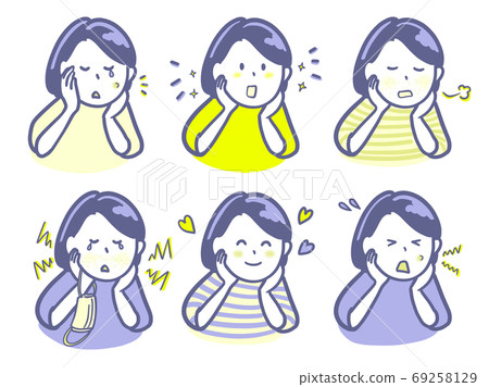 患有皮膚問題的女性的兩種顏色 69258129